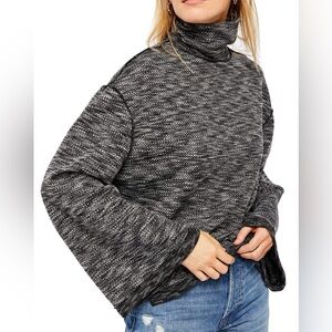 Free People Sunny Days Turtleneck Sweater Heather Black (XS)